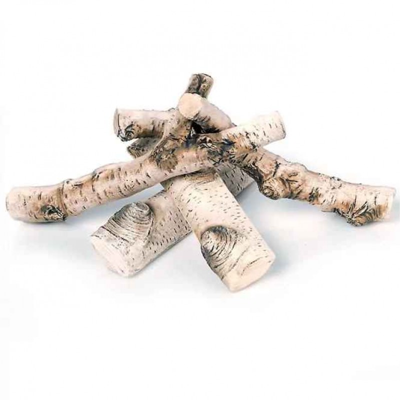 Decorative ceramic logs for bio fireplaces - birch